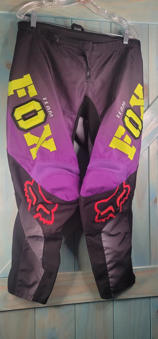 Fox Racing 180 Team Pants Prominent Branding Bold Yellow & Purple Coloring 11/12